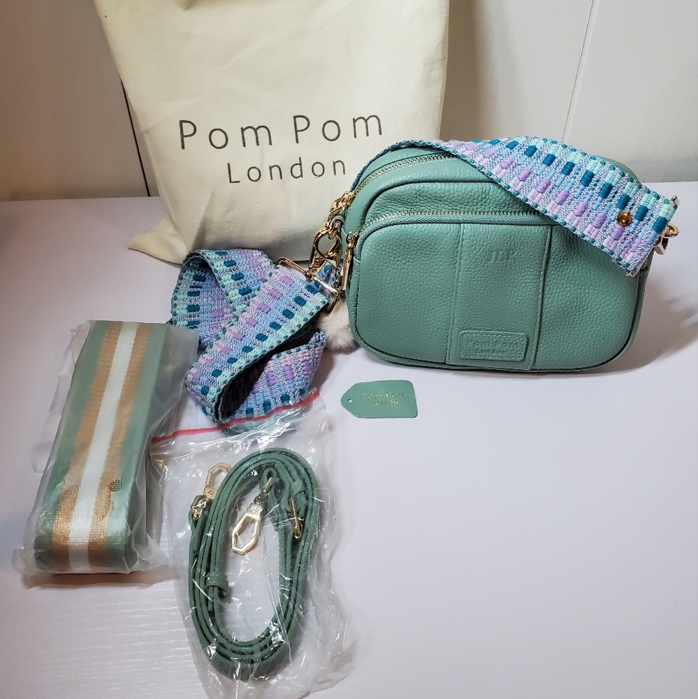 Pom Pom London Mayfair Bag in Pistachio, includes 3 straps PLS READ DESCRIPTION